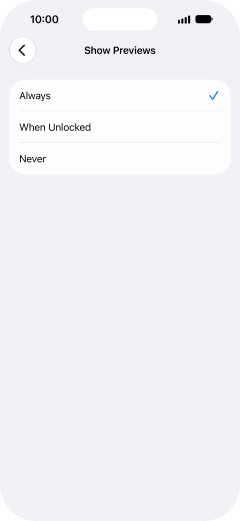 To select notification preview on the lock screen, press Always.