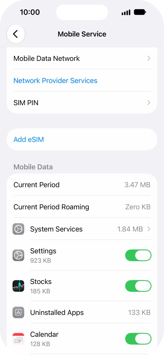 The total data usage is displayed next to Current Period.