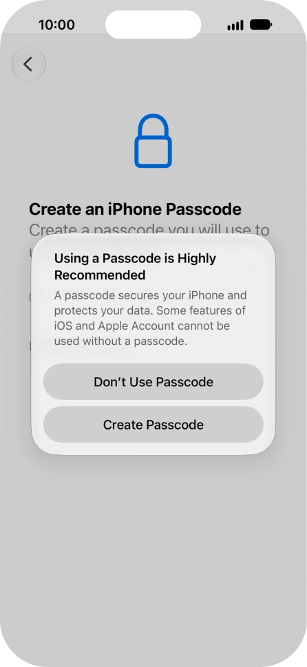 If you turn off the function, press Don't Use Passcode. If you turn off the function, press Don't Use Passcode.
