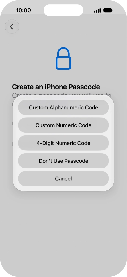 Follow the instructions on the screen to turn on use of phone lock code or press Don't Use Passcode. Follow the instructions on the screen to turn on use of phone lock code or press Don't Use Passcode.