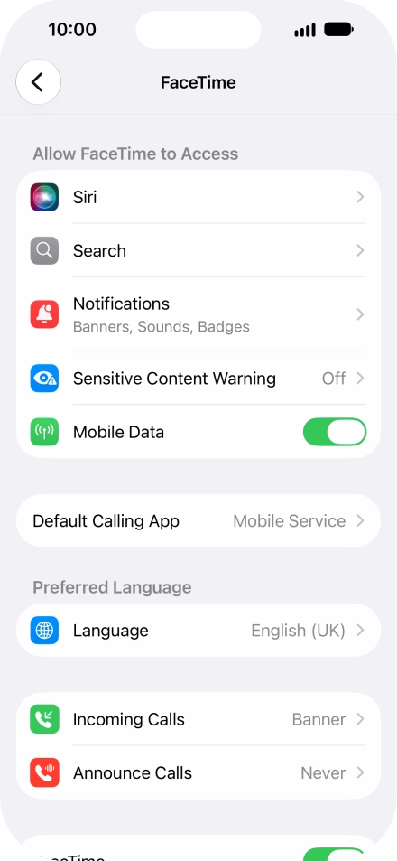 Press the required setting below 