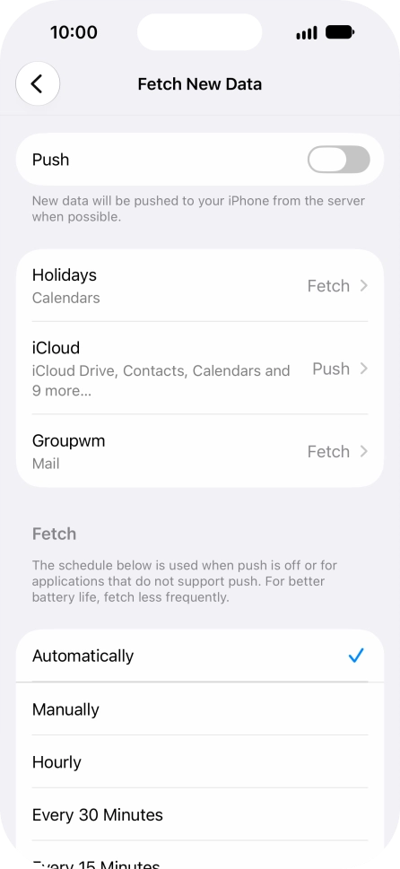 If you turn off the function, press the required setting.
