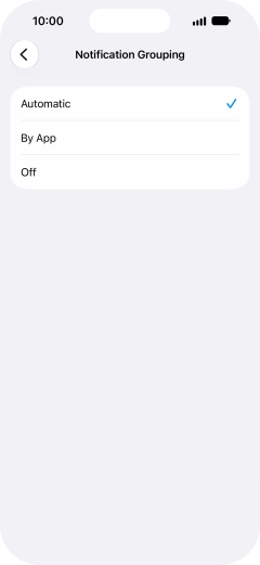 Press the required setting.