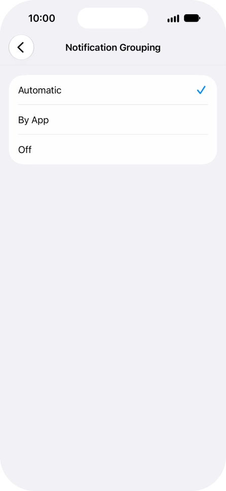 Press the required setting.