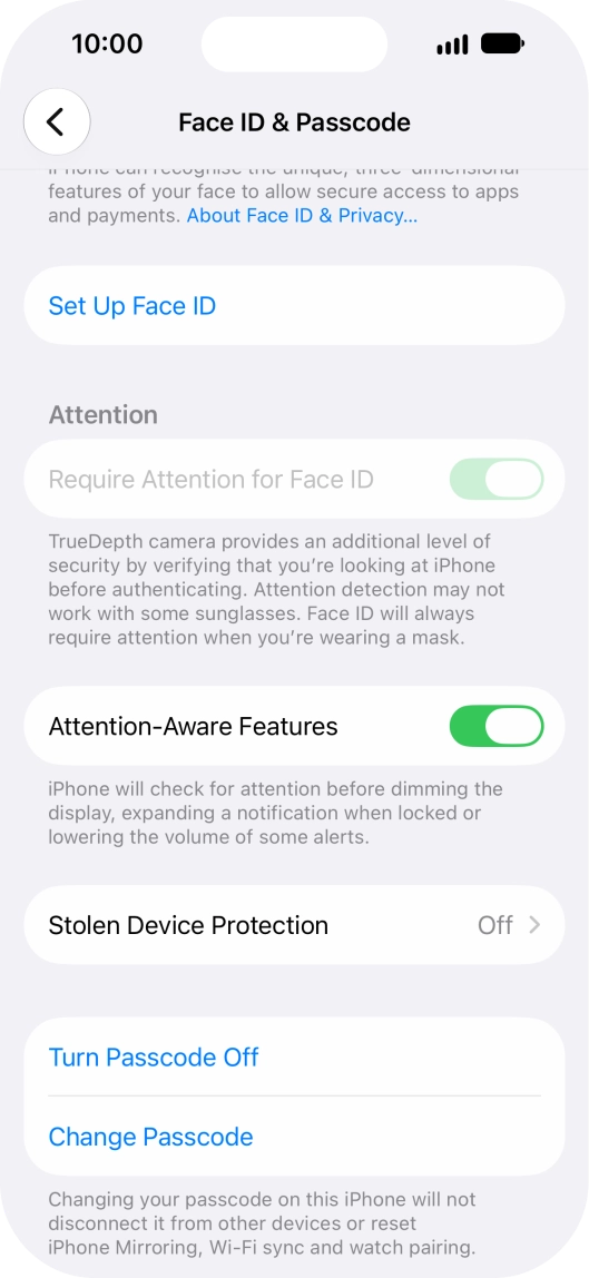 Press Turn Passcode Off and key in the phone lock code.