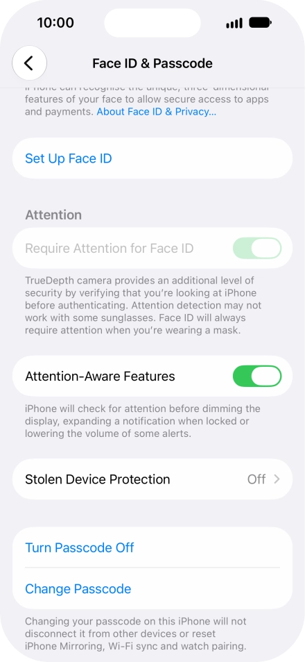 Press Turn Passcode Off and key in the phone lock code.