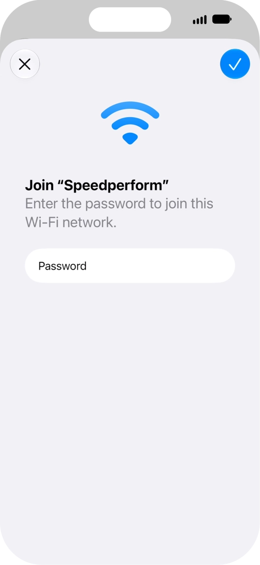 Key in the password for the Wi-Fi network and press the confirm icon. Key in the password for the Wi-Fi network and press the confirm icon.