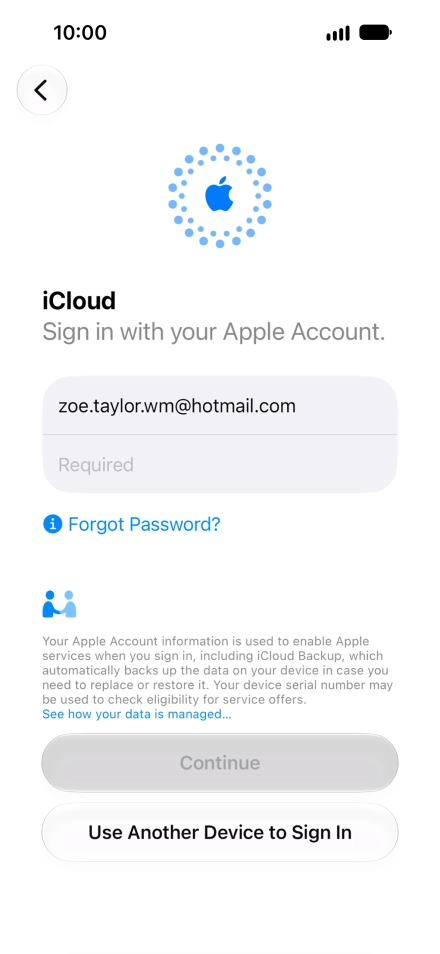 Press Required and key in the password for your Apple Account.