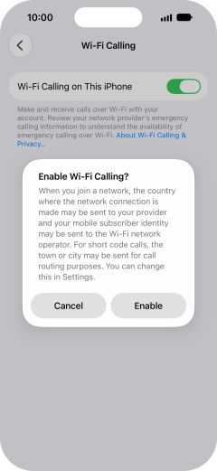 If you turn on the function, press Enable.