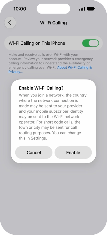 If you turn on the function, press Enable.