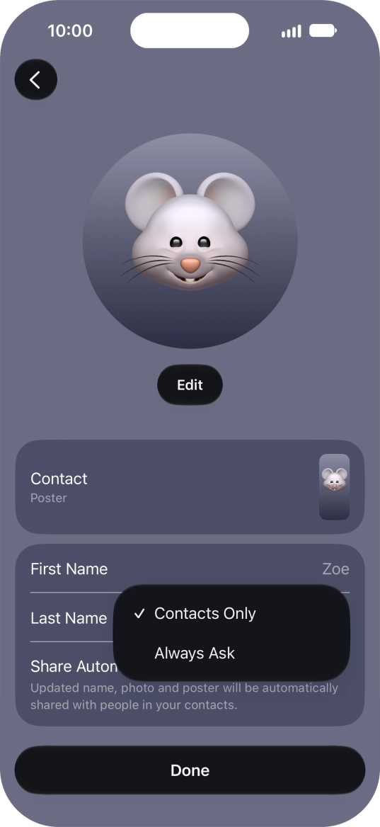 Press the required setting. Press the required setting.