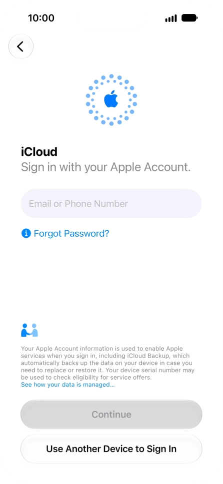 Press Email or Phone Number and key in the username for your Apple Account.