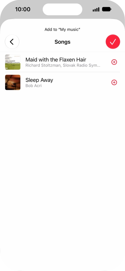 Go to the required category and press the add icon next to the required audio file.