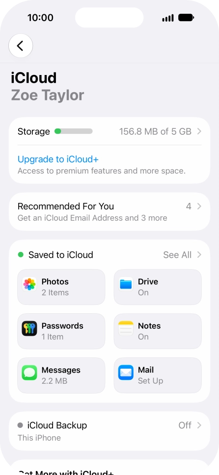 Press iCloud Backup.