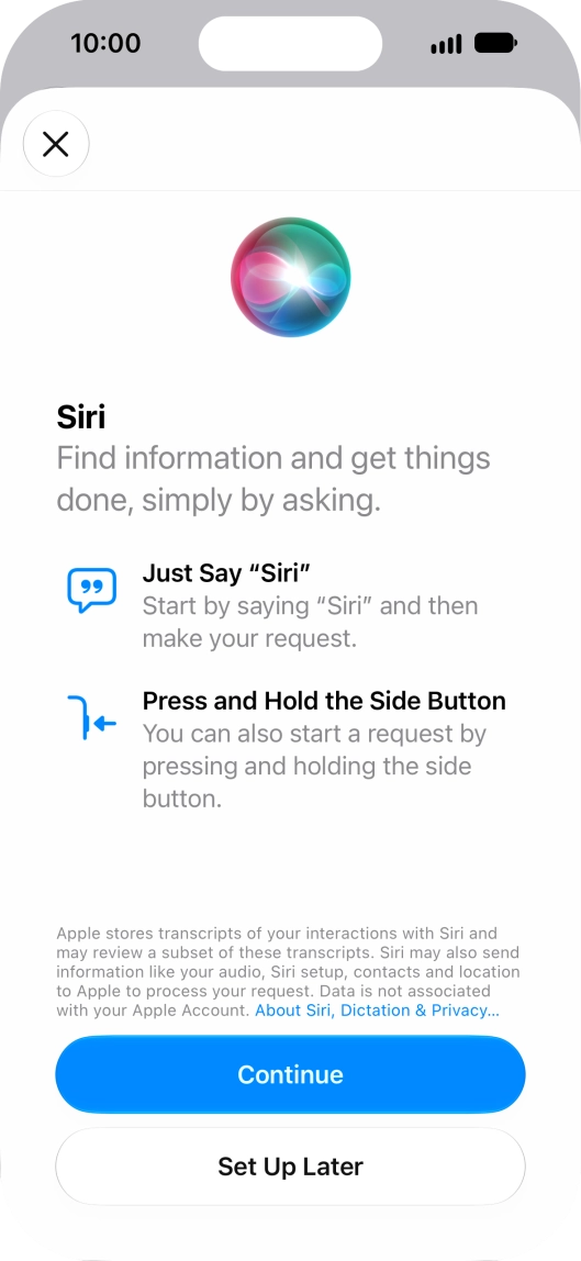 Press Continue and follow the instructions on the screen to turn on the function. Press Continue and follow the instructions on the screen to turn on the function.