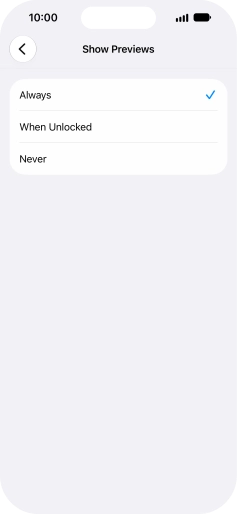 To select notification preview on the lock screen, press Always.