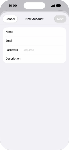 Press Password and key in the password for your email account. Press Password and key in the password for your email account.