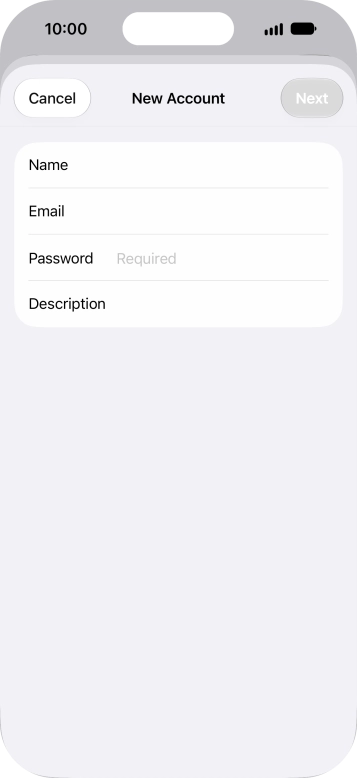 Press Password and key in the password for your email account. Press Password and key in the password for your email account.
