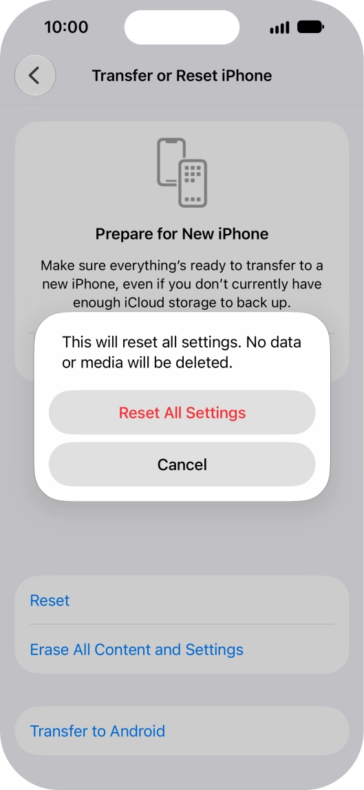 Press Reset All Settings.
