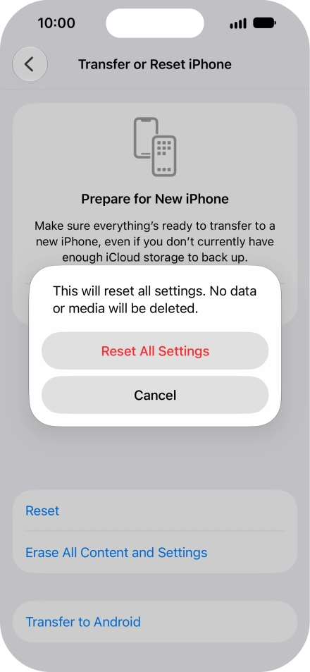 Press Reset All Settings.