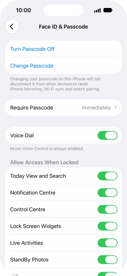 Press Turn Passcode Off and key in the phone lock code.