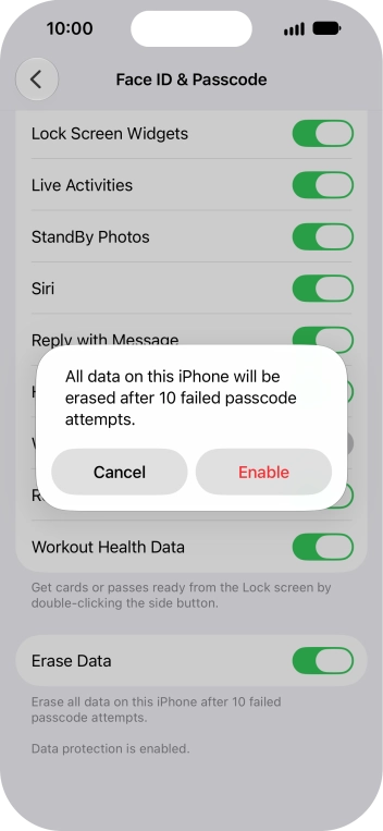 If you turn on the function, press Enable.