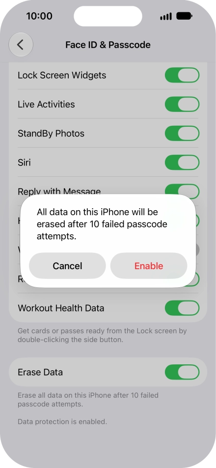 If you turn on the function, press Enable.