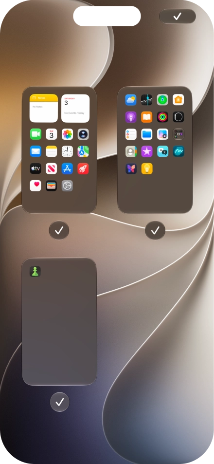Press the fields below the required home screen pages to select or deselect them.