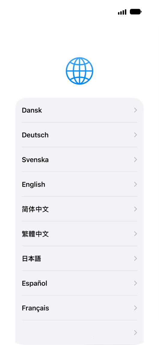 Press the required language. Press the required language.