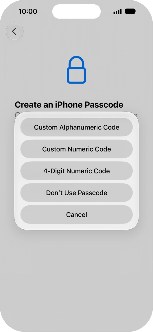 Follow the instructions on the screen to turn on use of phone lock code or press Don't Use Passcode. Follow the instructions on the screen to turn on use of phone lock code or press Don't Use Passcode.