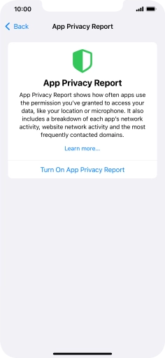 Press Turn On App Privacy Report to turn on the function.