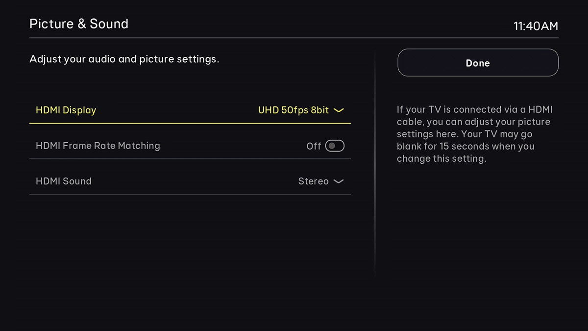Highlight HDMI Display.