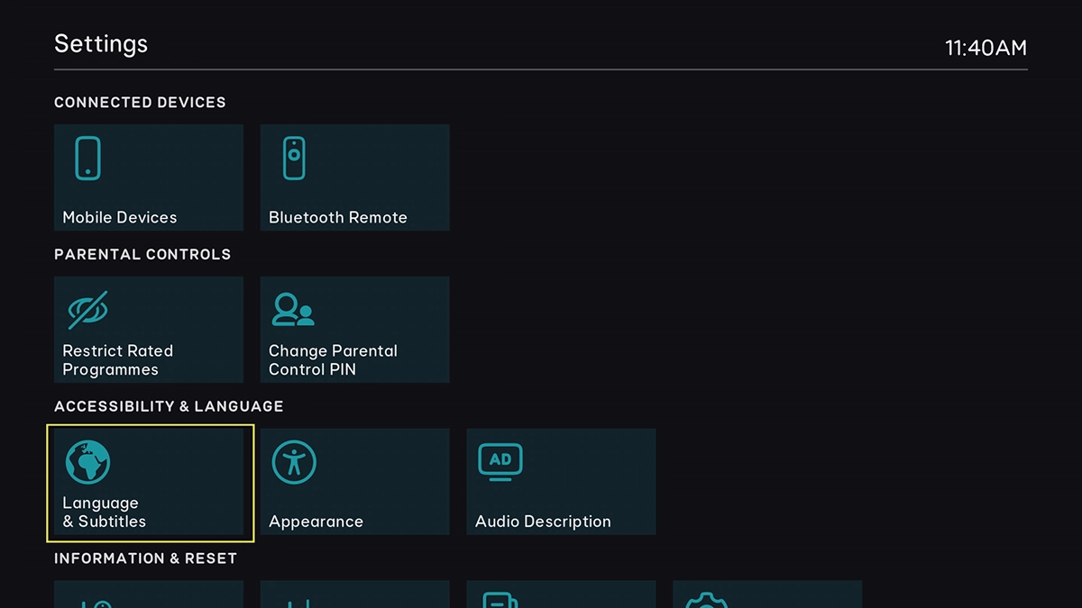 Highlight Language & Subtitles.
