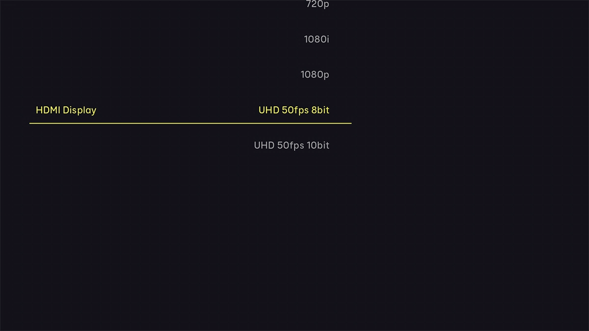 Highlight the required setting.