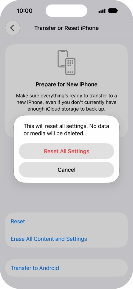 Press Reset All Settings. Press Reset All Settings.