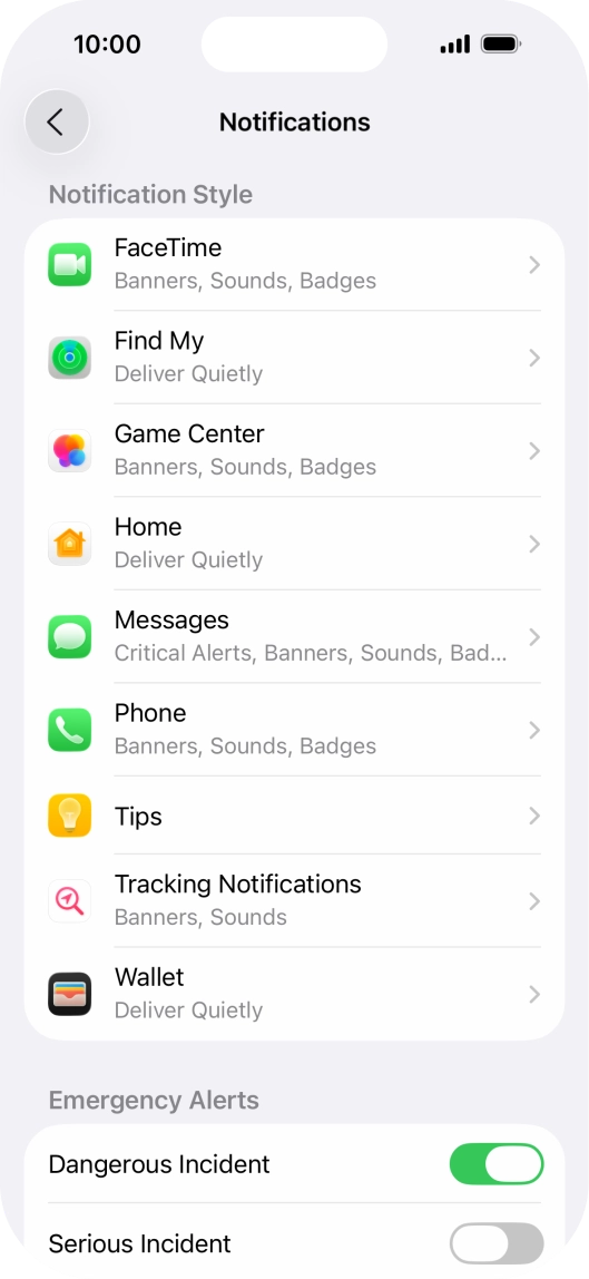 Press the required application.
