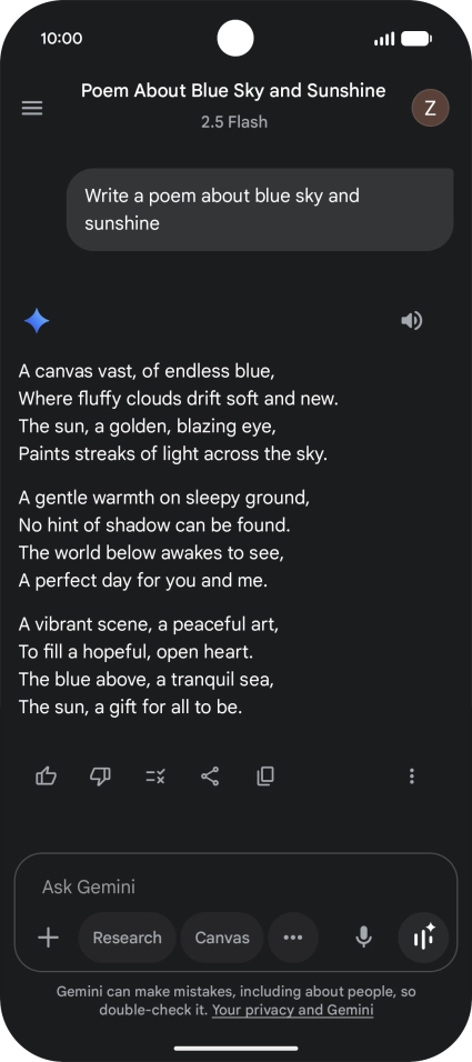 You can ask Gemini to generate a text based on your description.