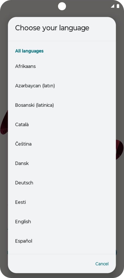 Press the required language.