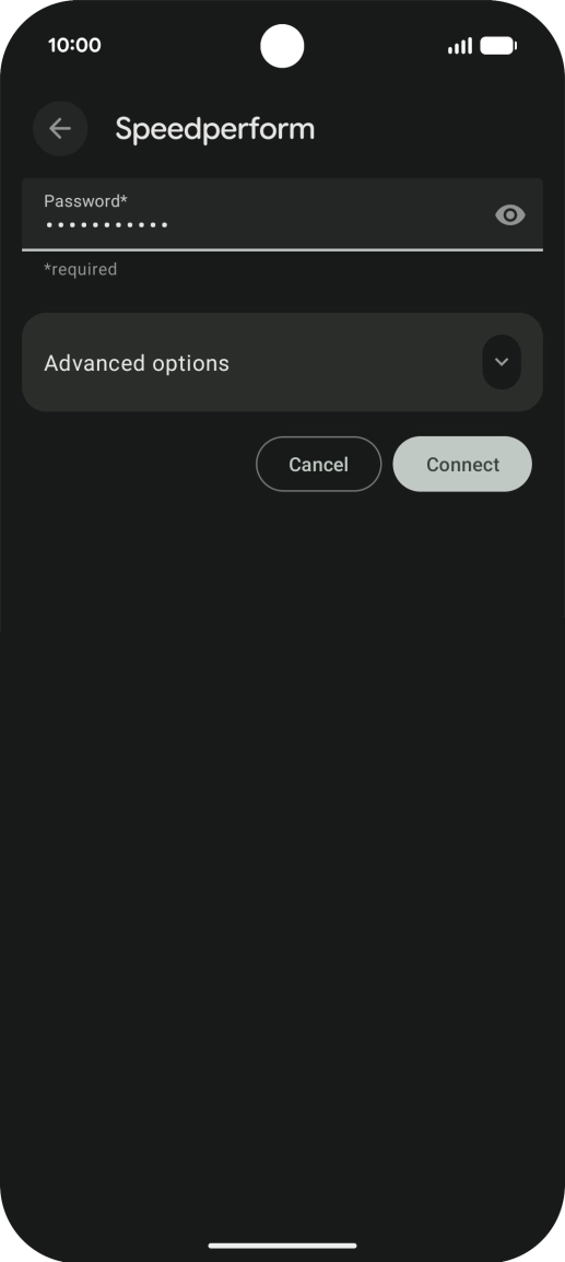 Key in the password for the Wi-Fi network and press Connect.