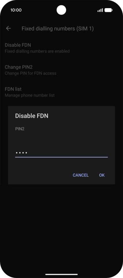 Key in your PIN2 and press OK. The default PIN2 is 0000.