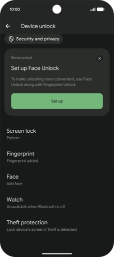 Press Screen lock and key in the additional phone lock code you created earlier.