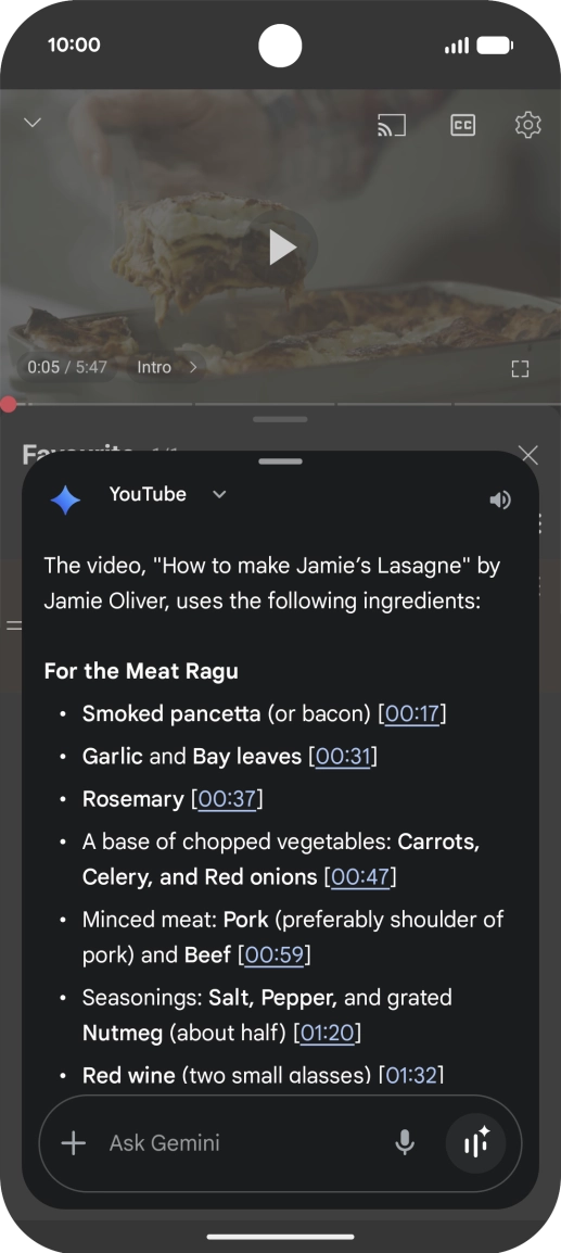 The answer from Gemini to your question is displayed.