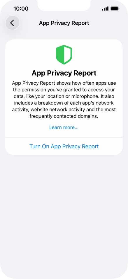 Press Turn On App Privacy Report to turn on the function.