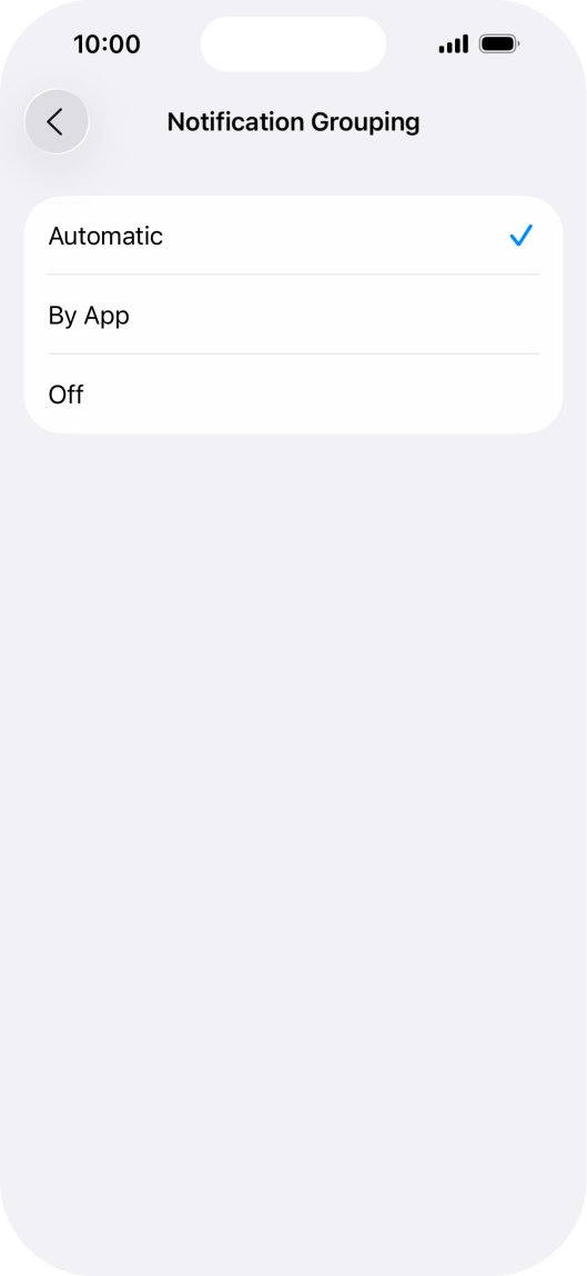 Press the required setting.