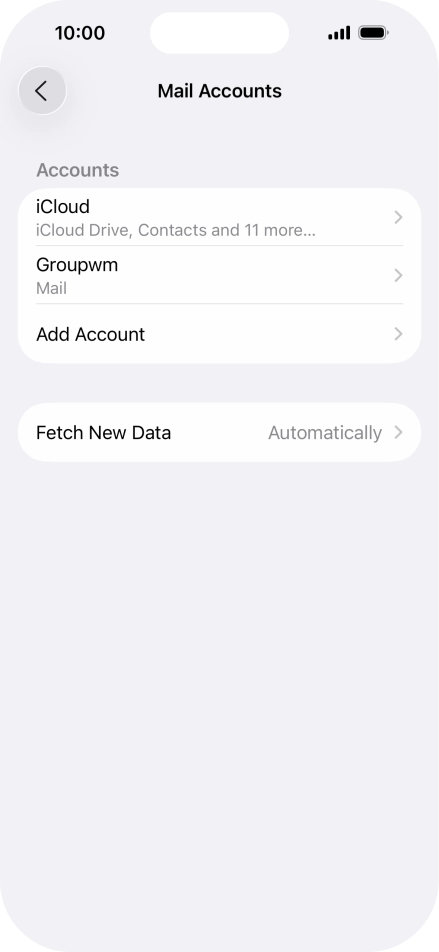 Press the name of the email account you've just set up.