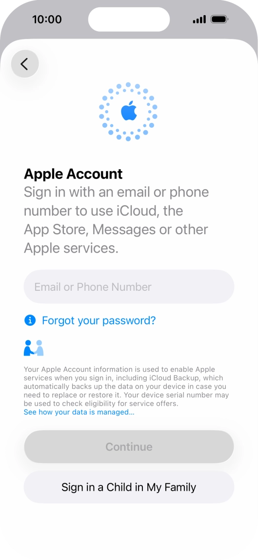 Press Email or Phone Number and key in the username for your Apple Account.