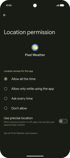 Press the required setting.