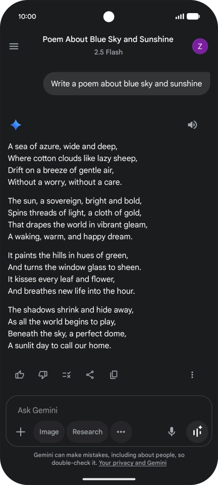 You can ask Gemini to generate a text based on your description.