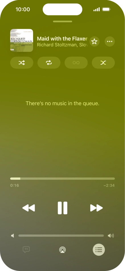 Press the shuffle icon to turn the function on or off.