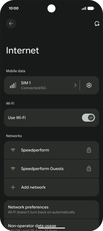 Press the required Wi-Fi network.